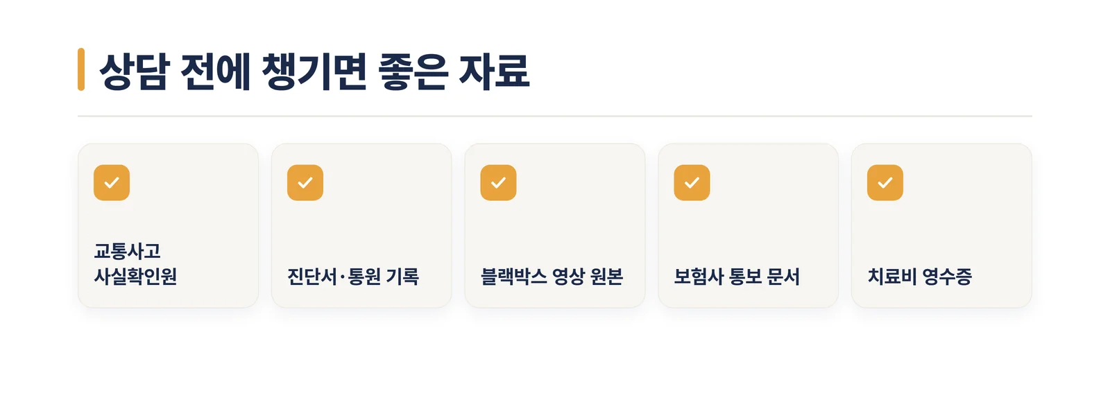 상담 전에 챙기면 좋은 자료 5가지 체크리스트 안내 이미지